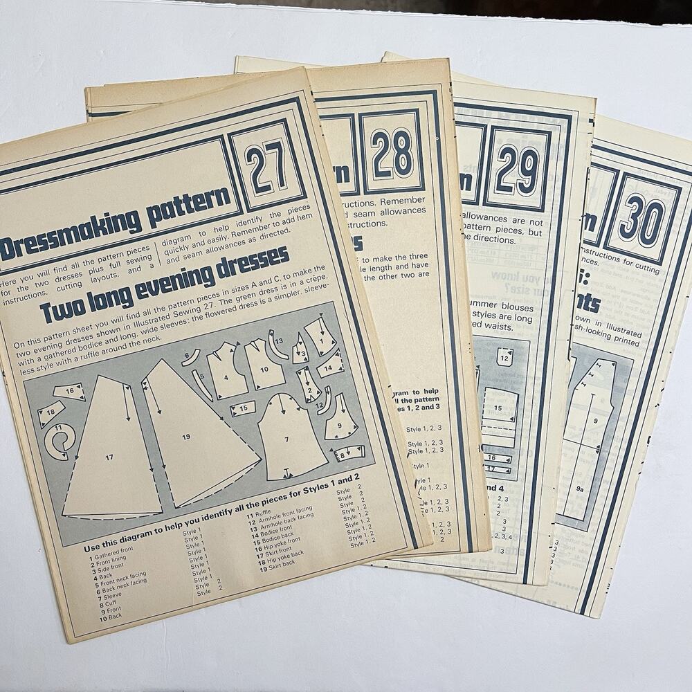 Vintage Designer Sewing Patterns Uncut Lot Of 4 Evening Dress Nightdress Blouse